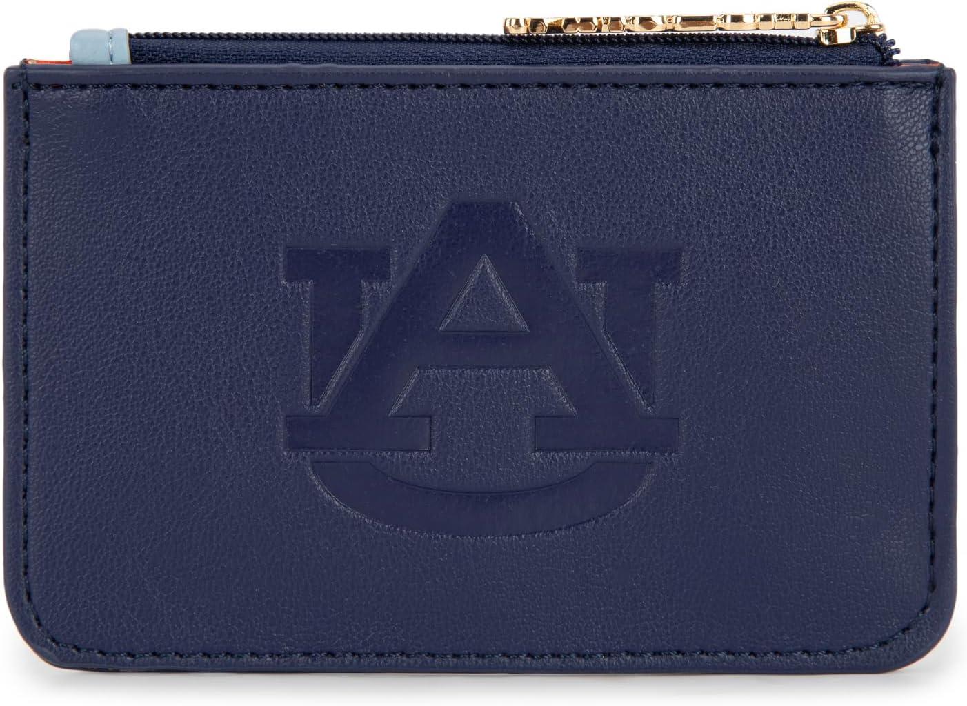 imageNCAA Licensed Slim RFID Blocking Card Holder Official Arkansas Razorbacks Slim Wallet with Keychain Leather Wallets Compact Comfortable Officially Licensed Stamped Logo Black NCAFU021BKAUNavy Blue