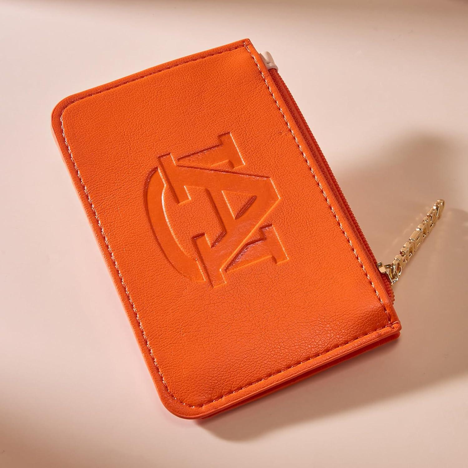 imageNCAA Licensed Slim RFID Blocking Card Holder Official Arkansas Razorbacks Slim Wallet with Keychain Leather Wallets Compact Comfortable Officially Licensed Stamped Logo Black NCAFU021BKAUOrange