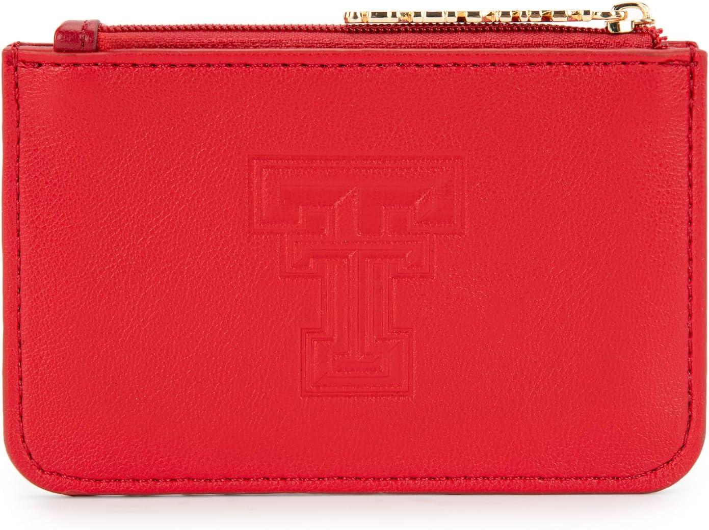 imageNCAA Licensed Slim RFID Blocking Card Holder Official Arkansas Razorbacks Slim Wallet with Keychain Leather Wallets Compact Comfortable Officially Licensed Stamped Logo Black NCAFU021BKTTURed
