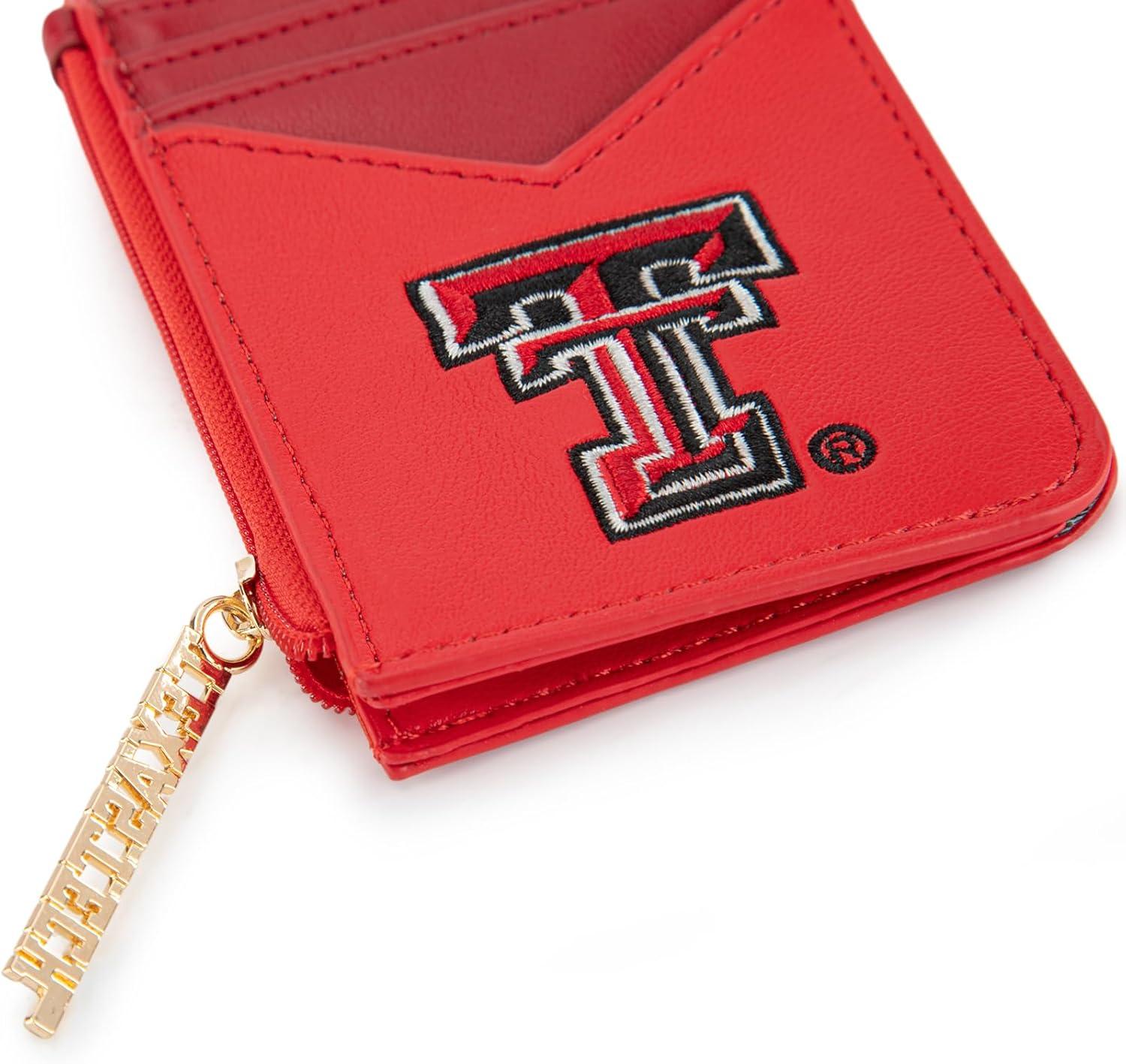 imageNCAA Licensed Slim RFID Blocking Card Holder Official Arkansas Razorbacks Slim Wallet with Keychain Leather Wallets Compact Comfortable Officially Licensed Stamped Logo Black NCAFU021BKTTURed