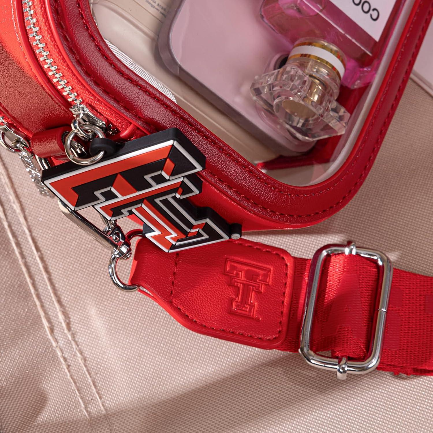 imageTexas Tech Red Raiders Clear Bag for Stadium Events Handbags for Sports FansZip Small Wallet with Wristlet Strap Bundle
