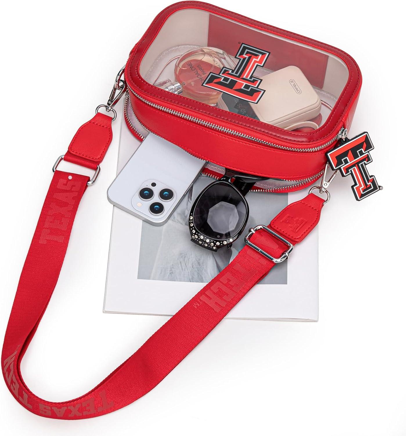 imageTexas Tech Red Raiders Clear Bag for Stadium Events Handbags for Sports FansZip Small Wallet with Wristlet Strap Bundle
