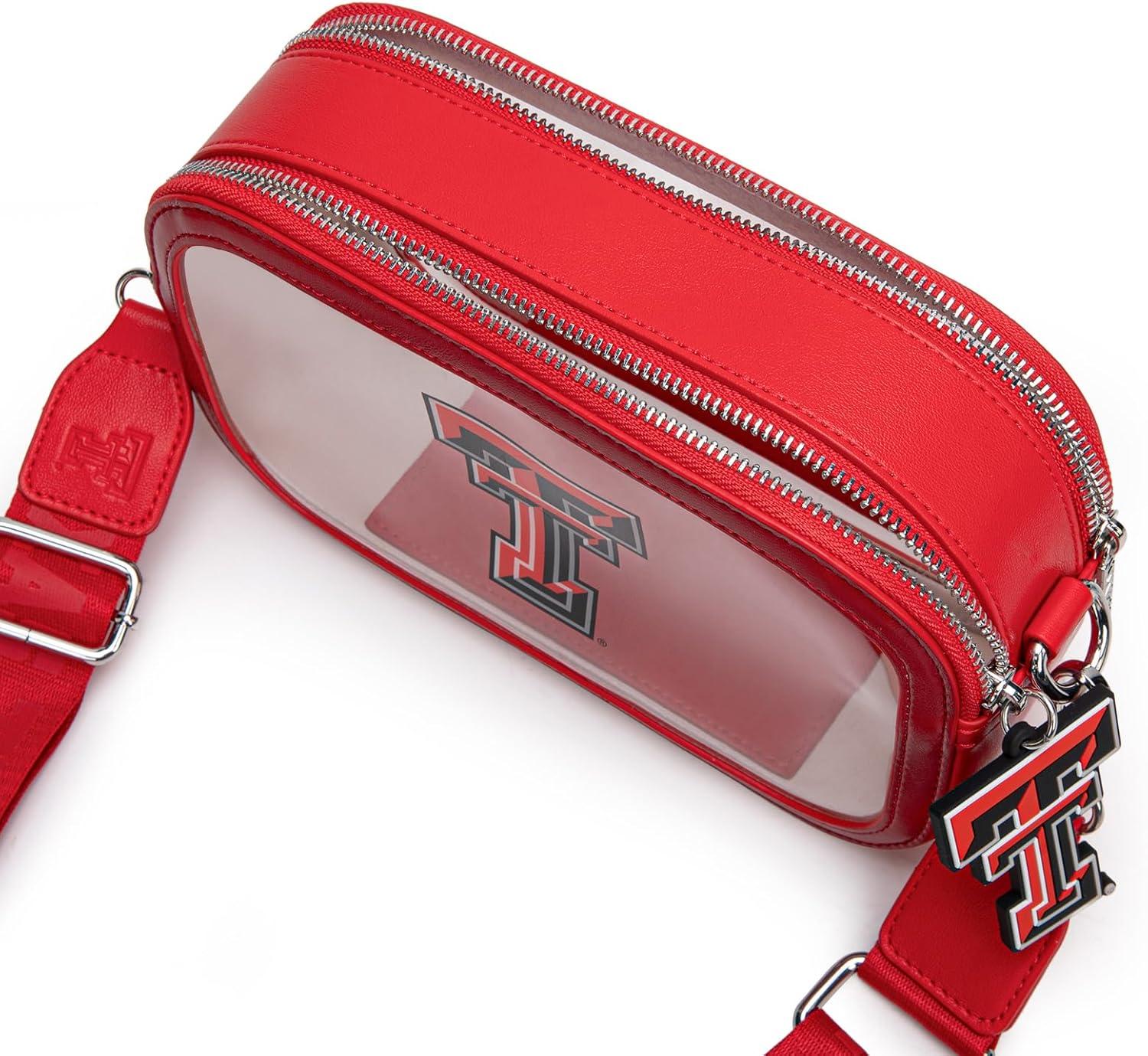 imageTexas Tech Red Raiders Clear Bag for Stadium Events Handbags for Sports FansZip Small Wallet with Wristlet Strap Bundle
