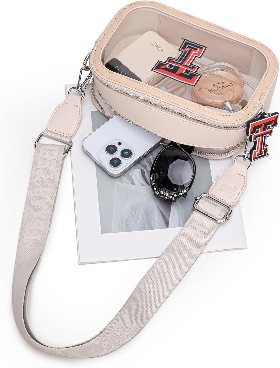 imageTexas Tech Red Raiders Clear Bag for Stadium Events Handbags for Sports FansZip Wallet with Wristlet Strap Bundle