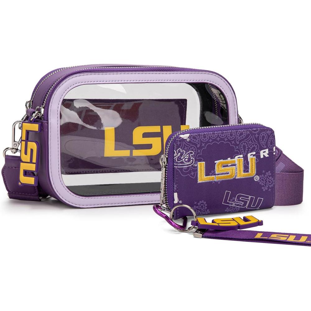 imageFighting Tigers Clear Bag for Stadium Events Clear Purse with Removable Strap for ConcertsZip Around Small Wallet Bundle