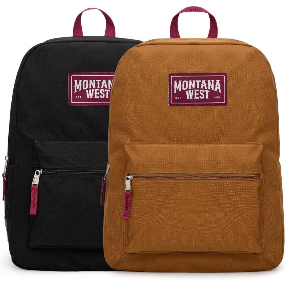 imageMontana West Backpack for Women Men 2 PCS Lightweight College Bookbags Casual Daypack Backpacks for Commute amp TravelBlack Brown