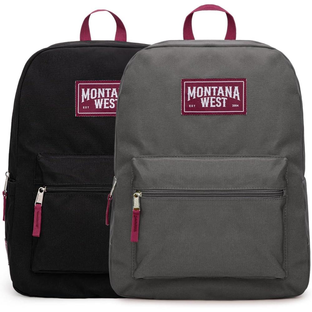 imageMontana West Backpack for Women Men 2 PCS Lightweight College Bookbags Casual Daypack Backpacks for Commute amp TravelBlack Grey
