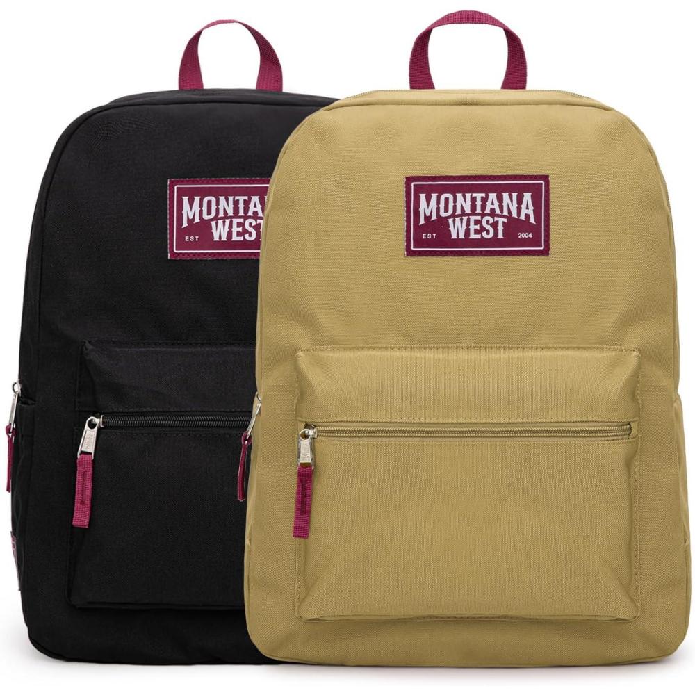 imageMontana West Backpack for Women Men 2 PCS Lightweight College Bookbags Casual Daypack Backpacks for Commute amp TravelBlack Khaki