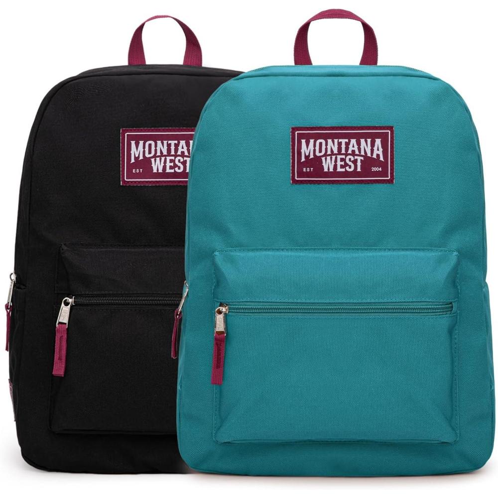 imageMontana West Backpack for Women Men 2 PCS Lightweight College Bookbags Casual Daypack Backpacks for Commute amp TravelBlack Turquoise
