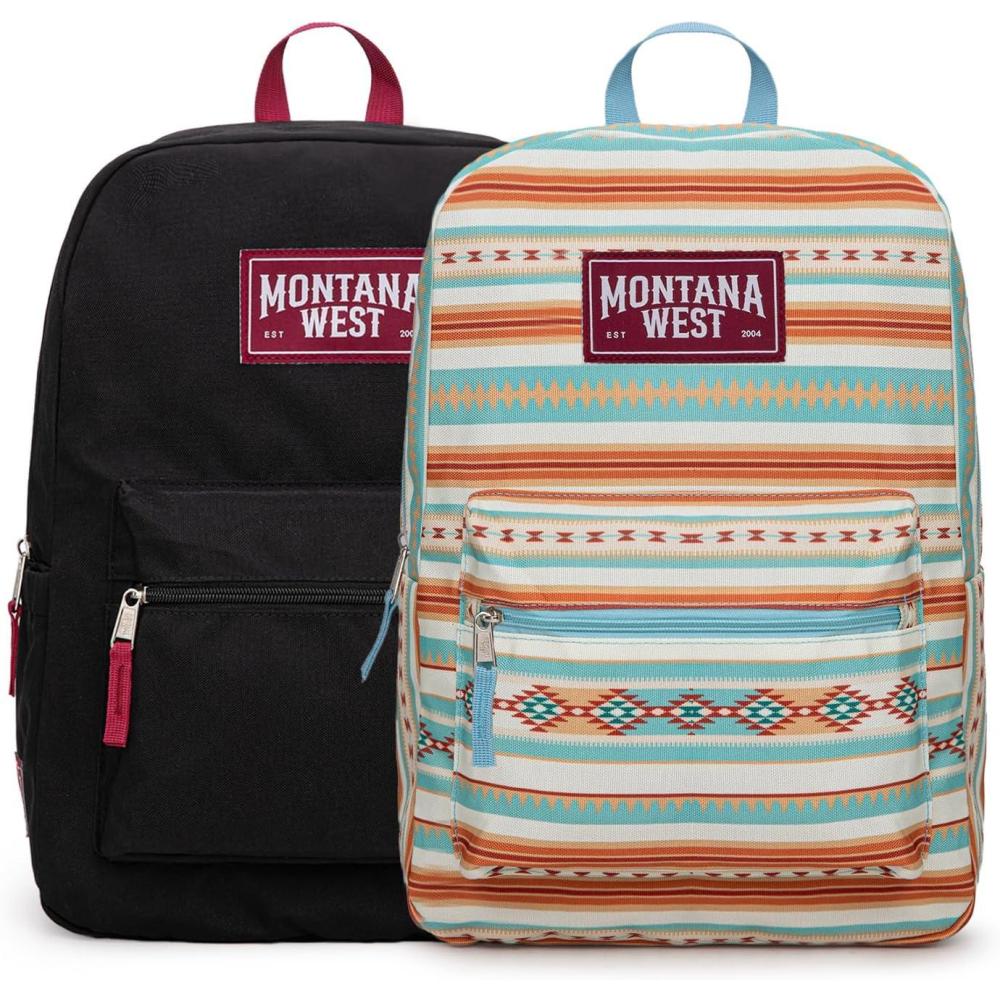 imageMontana West Backpack for Women Men 2 PCS Lightweight College Bookbags Casual Daypack Backpacks for Commute amp TravelWestern Blue