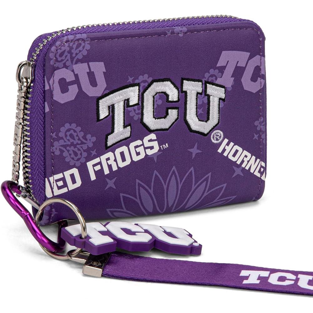 imageMontana West LSU Tigers Zip Around Small Wallet with Wristlet Strap  NCAA College Team Logo Paisley Print Purse for Fans NCLSU012PPTCUPurple
