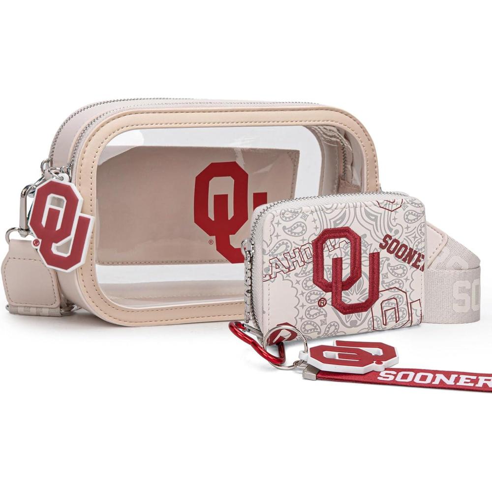 imageMontana West Oklahoma Sooners Clear Bag for Stadium Events Handbags for Sports FansSmall Wallet Bundle