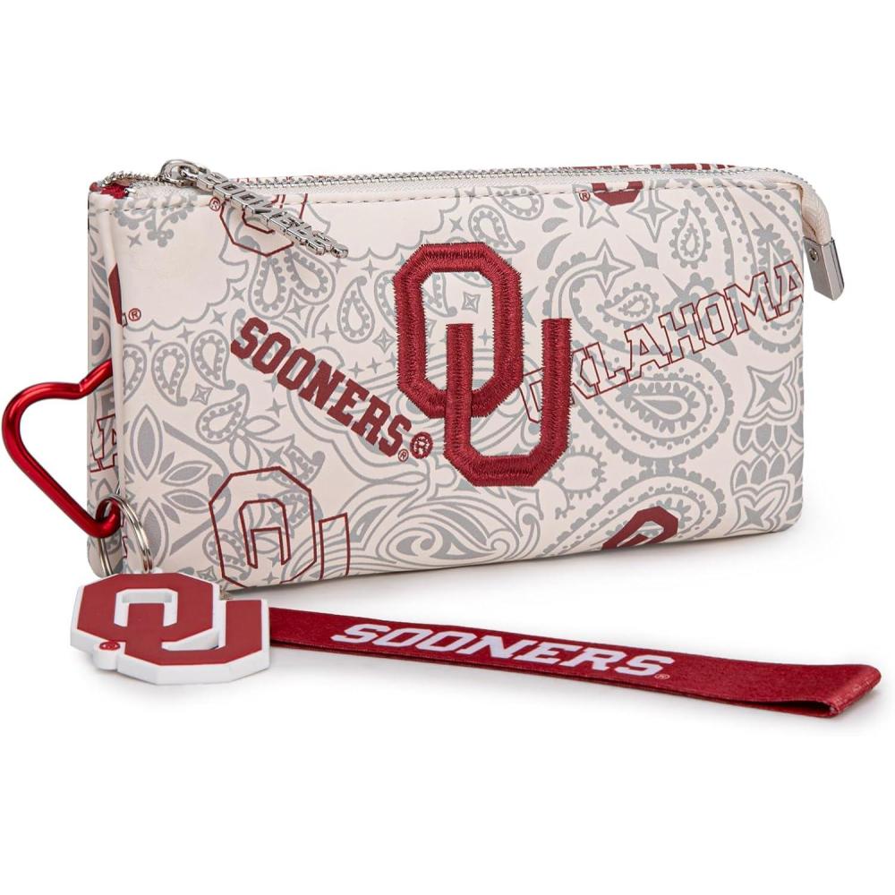 imageMontana West Womens NCAA Curve Zip Organizer Wallet OU Team Color Wristlet Purse with RFID Blocking Card Holder 2026 New Clutch Wallets Dual Compartment for Fan Gifts Beige NCOU013BG