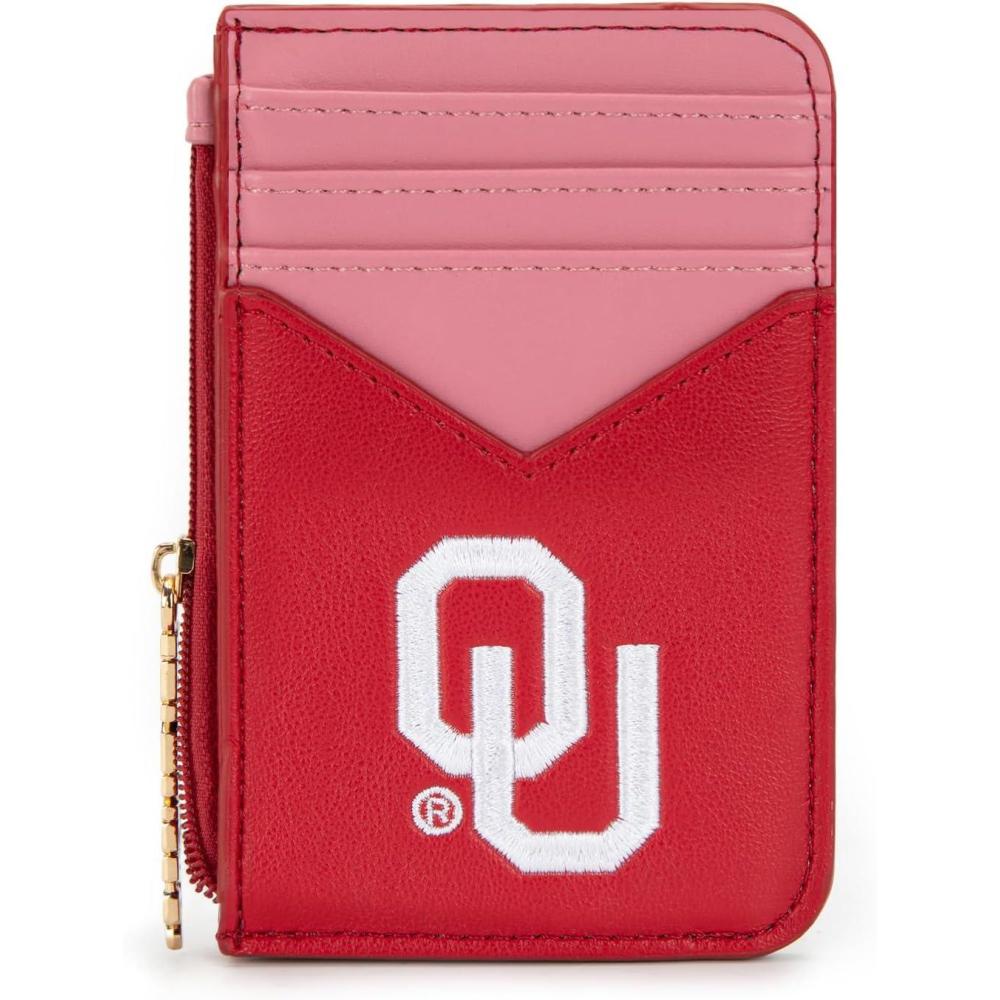 imageNCAA Licensed Slim RFID Blocking Card Holder Official Arkansas Razorbacks Slim Wallet with Keychain  Leather Wallets Compact Comfortable  Officially Licensed Stamped Logo  Black NCAFU021BKOURed