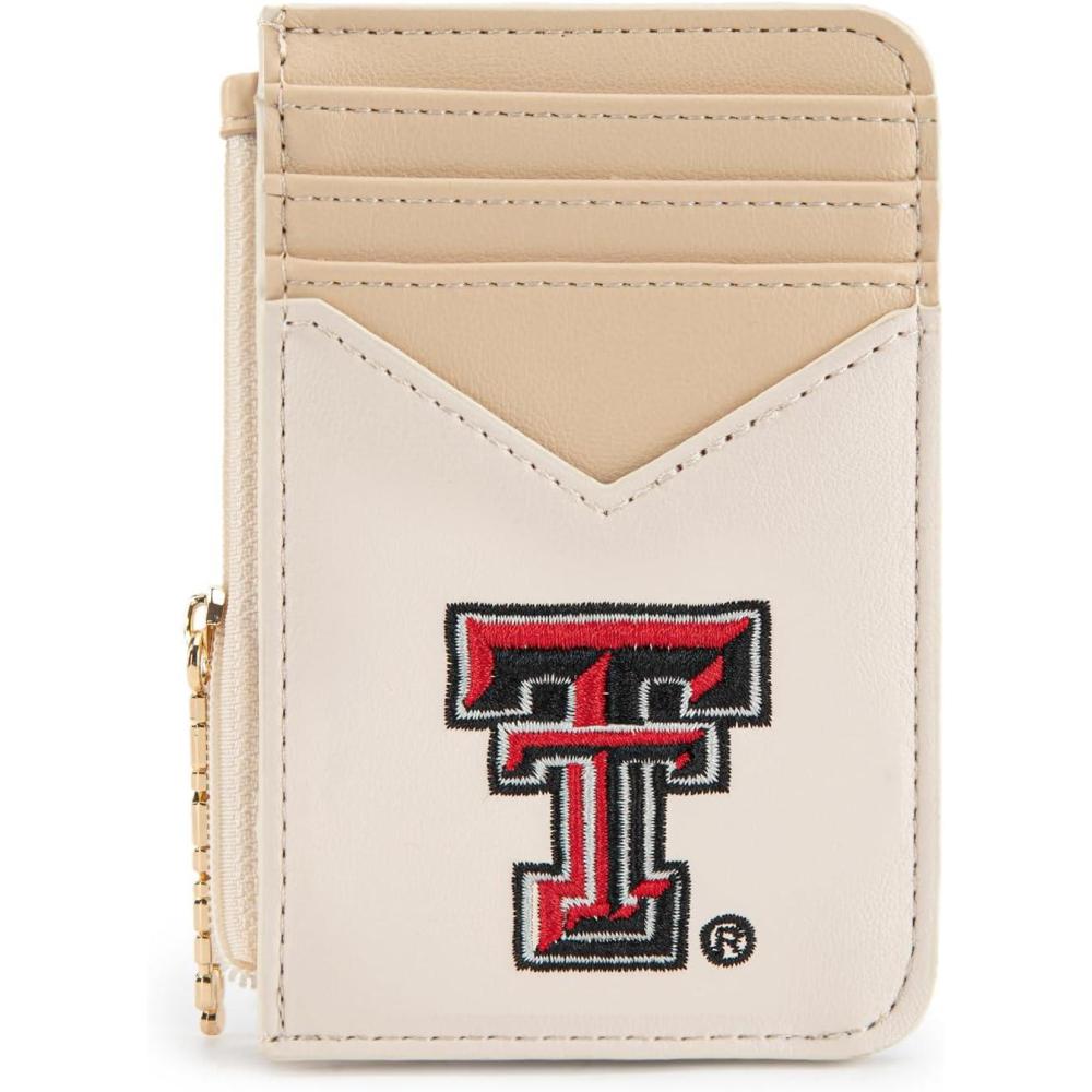 imageNCAA Licensed Slim RFID Blocking Card Holder Official Arkansas Razorbacks Slim Wallet with Keychain  Leather Wallets Compact Comfortable  Officially Licensed Stamped Logo  Black NCAFU021BKTTUBeige