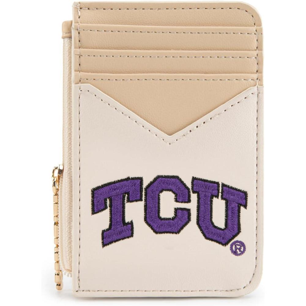 imageNCAA Licensed Slim RFID Blocking Card Holder Official Arkansas Razorbacks Slim Wallet with Keychain  Leather Wallets Compact Comfortable  Officially Licensed Stamped Logo  Black NCAFU021BKTCUBeige