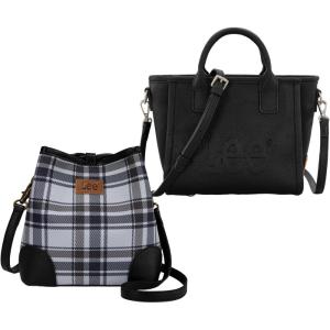 Lee Tote & Bucket Bag Combo – Minimalist Vegan Leather & Plaid Duo for Everyday Style