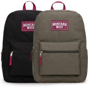 Montana West Backpack for Women Men 2 PCS Lightweight College Bookbags Casual Daypack Backpacks for Commute & Travel(Black & Army)