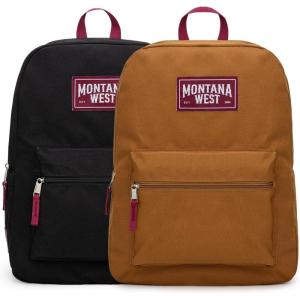 Montana West Backpack for Women Men 2 PCS Lightweight College Bookbags Casual Daypack Backpacks for Commute & Travel(Black & Brown)