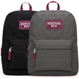 Montana West Backpack for Women Men 2 PCS Lightweight College Bookbags Casual Daypack Backpacks for Commute & Travel(Black & Grey)