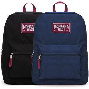 Montana West Backpack for Women Men 2 PCS Lightweight College Bookbags Casual Daypack Backpacks for Commute & Travel(Black & Navy)
