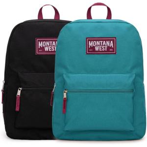 Montana West Backpack for Women Men 2 PCS Lightweight College Bookbags Casual Daypack Backpacks for Commute & Travel(Black & Turquoise)