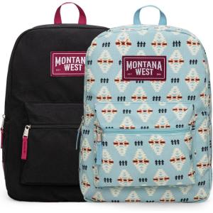Montana West Backpack for Women Men 2 PCS Lightweight College Bookbags Casual Daypack Backpacks for Commute & Travel(Western Jean)