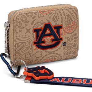 Montana West LSU Tigers Zip Around Small Wallet with Wristlet Strap – NCAA College Team Logo Paisley Print Purse for Fans NC-LSU012PP(AU-Khaki)
