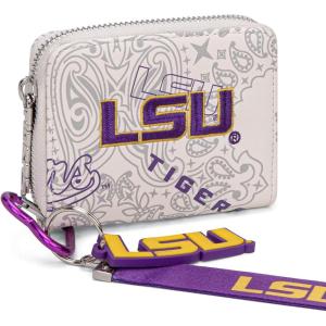 Montana West LSU Tigers Zip Around Small Wallet with Wristlet Strap – NCAA College Team Logo Paisley Print Purse for Fans NC-LSU012PP(LSU-Beige)