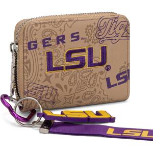 Montana West LSU Tigers Zip Around Small Wallet with Wristlet Strap – NCAA College Team Logo Paisley Print Purse for Fans NC-LSU012PP(LSU-Khaki)