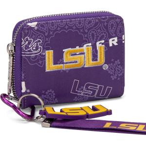 Montana West LSU Tigers Zip Around Small Wallet with Wristlet Strap – NCAA College Team Logo Paisley Print Purse for Fans NC-LSU012PP(LSU-Purple)