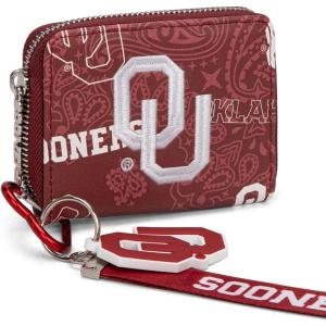 Montana West LSU Tigers Zip Around Small Wallet with Wristlet Strap – NCAA College Team Logo Paisley Print Purse for Fans NC-LSU012PP(OU-Red)
