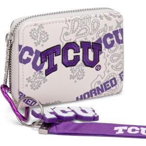 Montana West LSU Tigers Zip Around Small Wallet with Wristlet Strap – NCAA College Team Logo Paisley Print Purse for Fans NC-LSU012PP(TCU-Beige)