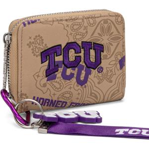 Montana West LSU Tigers Zip Around Small Wallet with Wristlet Strap – NCAA College Team Logo Paisley Print Purse for Fans NC-LSU012PP(TCU-Khaki)