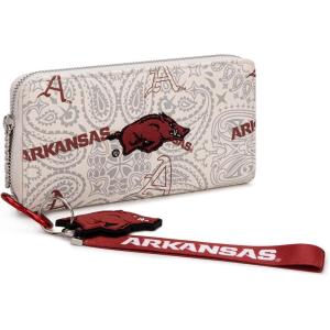 Montana West NCAA Team Officially Licensed Wristlet Purse for Women, Stadium Wristlet Clutch with Keychain, Small Game Day(Lsu-beige)
