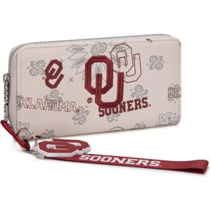 Montana West NCAA Team Officially Licensed Wristlet Purse for Women, Stadium Wristlet Clutch with Keychain, Small Game Day(Ou-beige)