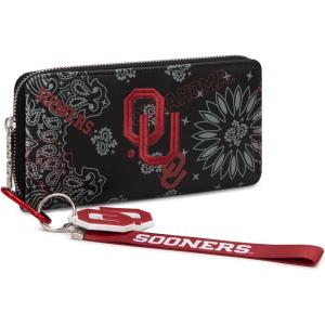 Montana West NCAA Team Officially Licensed Wristlet Purse for Women, Stadium Wristlet Clutch with Keychain, Small Game Day(Ou-black)