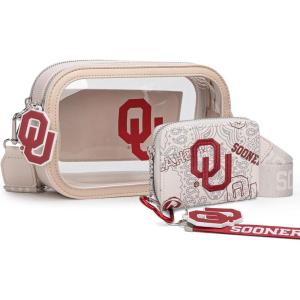 Montana West Oklahoma Sooners Clear Bag for Stadium Events Handbags for Sports Fans+Small Wallet Bundle