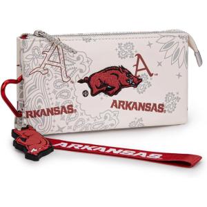 Montana West Women’s NCAA Wristlet Wallet 2026 New, ARK-F Team Pattern Logo Organizer Purse with RFID Blocking Card Holder, Smooth Zipper Curve Clutch Wallets | Beige, NC-AFU013BG