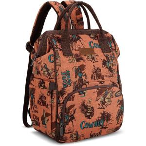 Montana West Wrangler Backpack for Women Western Casual Daypack for College Travel Work(Cowboy Brown)