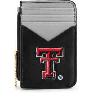 NCAA Licensed Slim RFID Blocking Card Holder, Official Arkansas Razorbacks Slim Wallet with Keychain – Leather Wallets Compact Comfortable | Officially Licensed Stamped Logo | Black, NC-AFU021BK(TTU-Black)