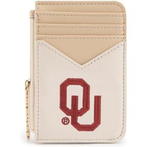 NCAA Licensed Slim RFID Blocking Card Holder, Official Arkansas Razorbacks Slim Wallet with Keychain – Leather Wallets Compact Comfortable | Officially Licensed Stamped Logo | Black, NC-AFU021BK(OU-Beige)