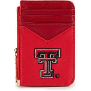NCAA Licensed Slim RFID Blocking Card Holder, Official Arkansas Razorbacks Slim Wallet with Keychain – Leather Wallets Compact Comfortable | Officially Licensed Stamped Logo | Black, NC-AFU021BK(TTU-Red)