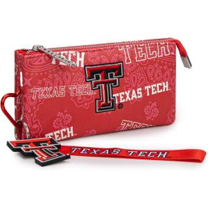 NCAA Zip Organizer Wallet for Women, ARK-F Team Color Purse with RFID Soft Leather Card Holder Wallet, Personalized Graduation Gift for Fan, Daughter, Sorority, and Alumni | Burgundy, NC-AFU013BDY(TTU-Red)