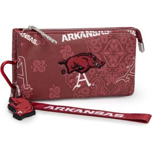 NCAA Zip Organizer Wallet for Women, ARK-F Team Color Purse with RFID Soft Leather Card Holder Wallet, Personalized Graduation Gift for Fan, Daughter, Sorority, and Alumni | Burgundy, NC-AFU013BDY(AFU-Red)