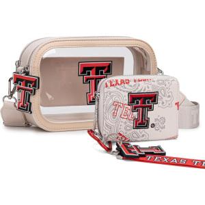 Texas Tech Red Raiders Clear Bag for Stadium Events Handbags for Sports Fans+Zip Wallet with Wristlet Strap Bundle