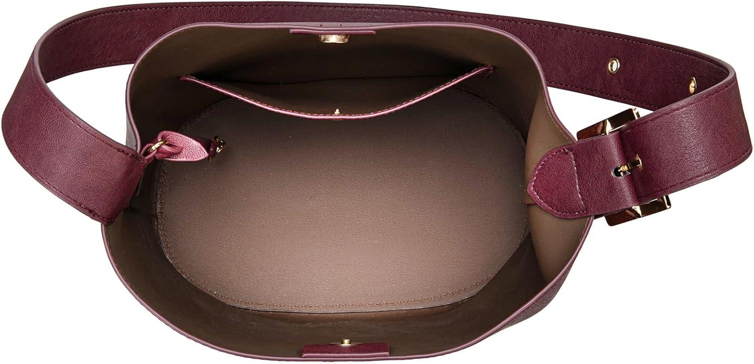 imageMontana West Medium Hobo Shoulder Bag for Women 2PCS Slouchy Crossbody Purse with Zipper Pouch Casual Bucket HandbagBurgundy