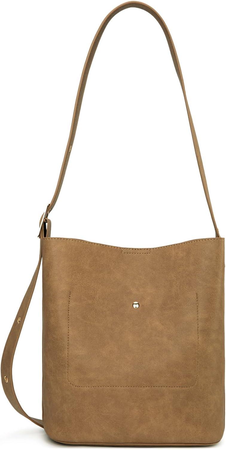 imageMontana West Medium Hobo Shoulder Bag for Women 2PCS Slouchy Crossbody Purse with Zipper Pouch Casual Bucket HandbagCamel