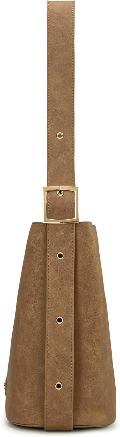 imageMontana West Medium Hobo Shoulder Bag for Women 2PCS Slouchy Crossbody Purse with Zipper Pouch Casual Bucket HandbagCamel