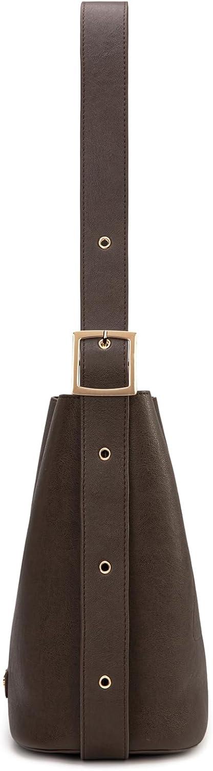 imageMontana West Medium Hobo Shoulder Bag for Women 2PCS Slouchy Crossbody Purse with Zipper Pouch Casual Bucket HandbagChocolate